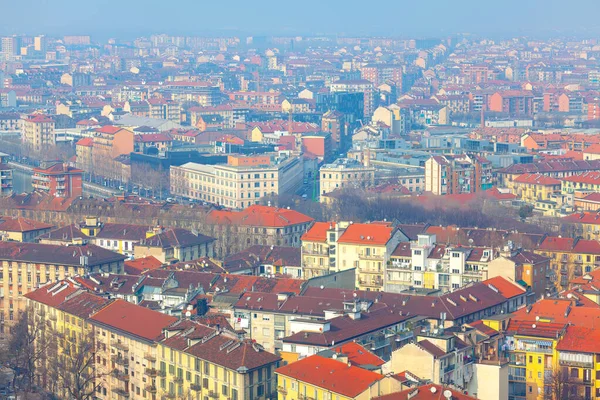 Turin City Nin Yukarıdan Görünüşü Torino Talya Şehir Bölgesi — Stok fotoğraf
