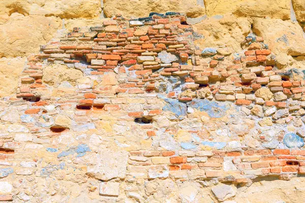 Brick Duvarı Mahvetti Eski Taş Duvar Arkaplanı — Stok fotoğraf