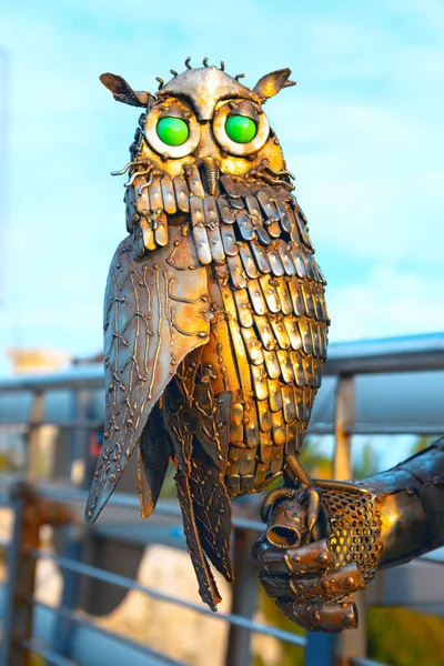 Metal Owl . Handmade Recycled Metal Bird