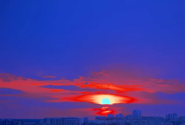 Pôr Sol Sobre Cidade Cityscape Crepúsculo — Fotografia de Stock