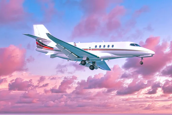 Özel Uçan Jet Uçakla Harika Bir Gökyüzü Lüks Yaşam Tarzı - Stok İmaj