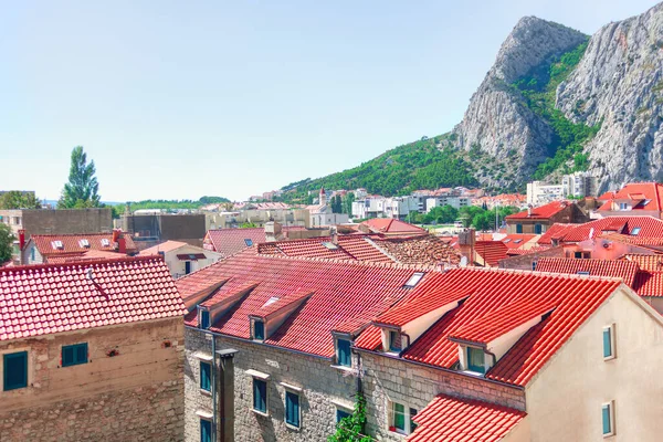 Omis Beautiful Small Town Croatia Aerial View Tiled Roofs Cityscape — Stock Photo, Image