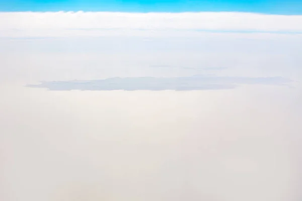 Widok Powietrza Wyspę Ibiza Mgle Mglista Pogoda Nad Morzem — Zdjęcie stockowe