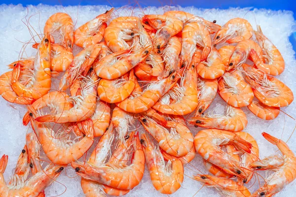 Färska Räkor Till Salu Fiskmarknaden Thailand — Stockfoto