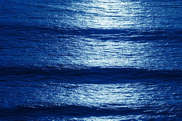 Moonlight Ocean Waves Light Reflection Blue Sea — Stock Photo, Image