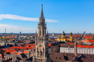 Panoramic view of Munich city and Rathaus . Munich old town view from above clipart