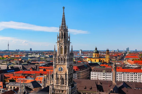 Münih Rathaus Panoramik Manzarası Münih Eski Kasaba Manzarası Yukarıdan Telifsiz Stok Imajlar