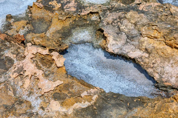 Surface Roche Dans Zone Géothermique Sel Naturel Sur Pierre — Photo