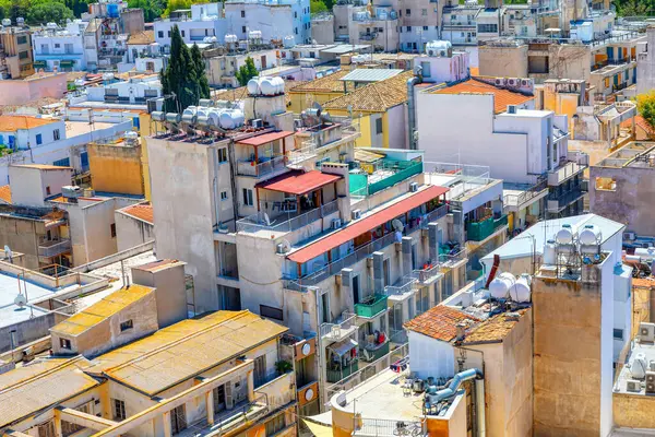 Old urban houses view from above. Panoramic view of the old city of Nicosia, Cyprus