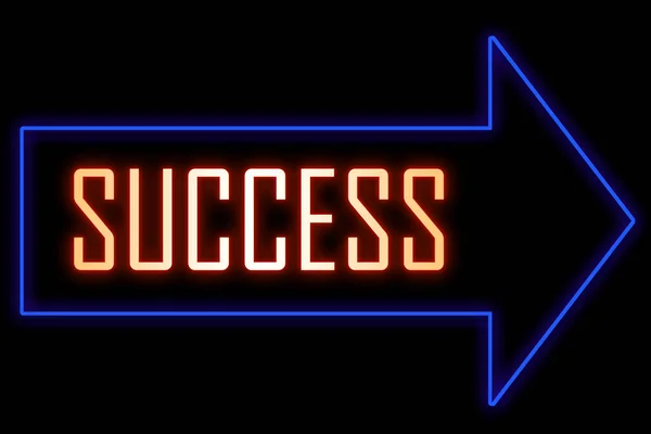 Neon arrow sign with text. Word Success. Pathways to Success: Illuminating Your Journey concept.