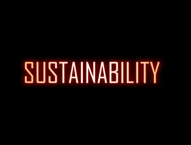 Neon Pil Underteckna Med Text Ordets Hållbarhet Att Uppnå Hållbarhet — Stockvideo