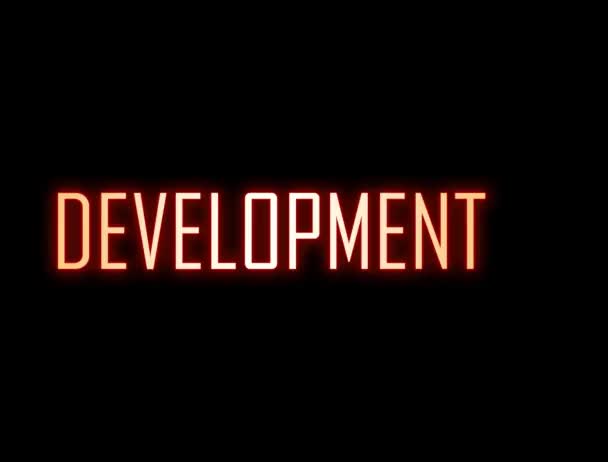 Sinal Seta Néon Com Texto Desenvolvimento Palavras Conceito Estratégico Crescimento — Vídeo de Stock