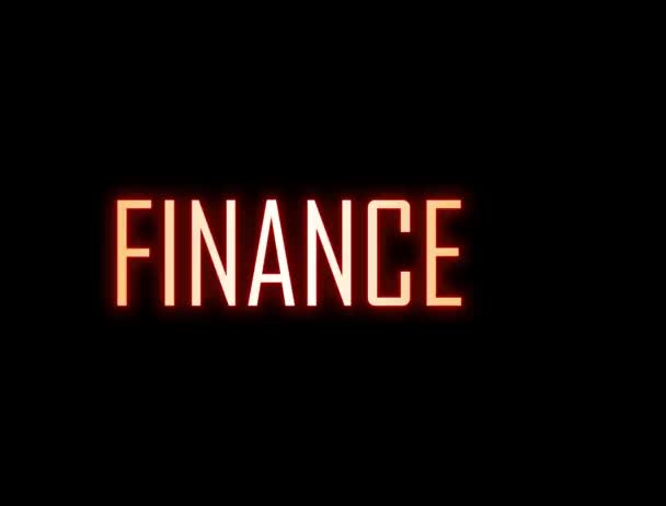 有文字的霓虹灯箭头符号 Word Finance 增强金融增长能力和商业与货币繁荣概念 — 图库视频影像