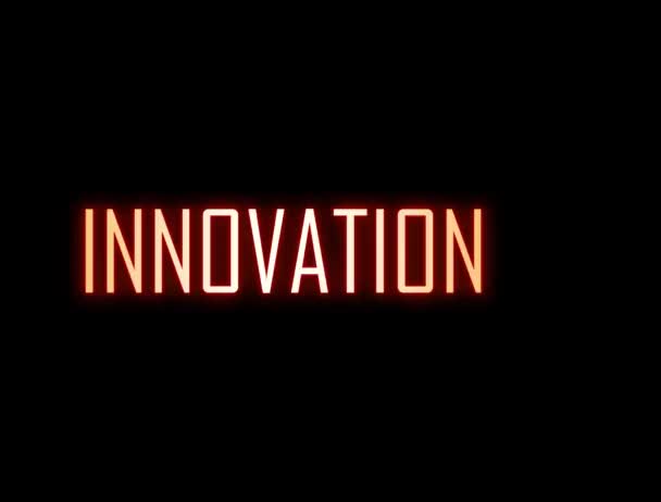 Neonowy Znak Strzałki Tekstem Innowacja Słowa Koncepcja Technologii Innowacji Biznesowych — Wideo stockowe