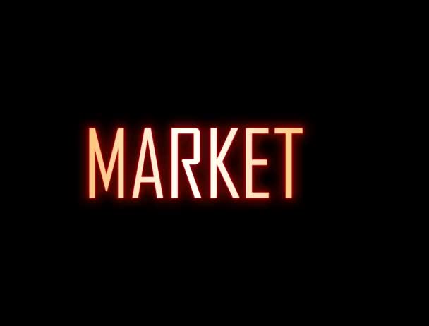 Неоновий Знак Стрілкою Текстом Ринок Слів Навігаційні Ринки Комплексне Керівництво — стокове відео