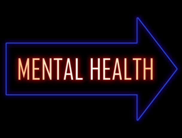 有文字的霓虹灯箭头符号 精神健康 心理学家支持 精神健康日和月的概念 — 图库视频影像