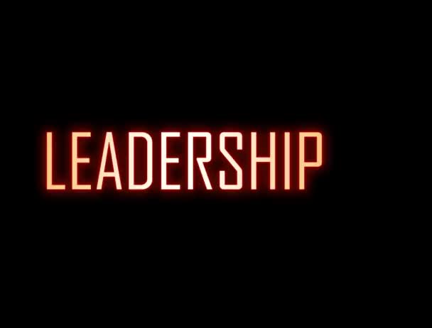 Neonowy Znak Strzałki Tekstem Przywództwo Biznes Wizja Mądrość Umiejętność Decyzja — Wideo stockowe
