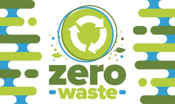 Desperdício Zero Cartaz Ecologia Recuse Reduza Para Reutilizar Reciclar Janeiro — Vetor de Stock
