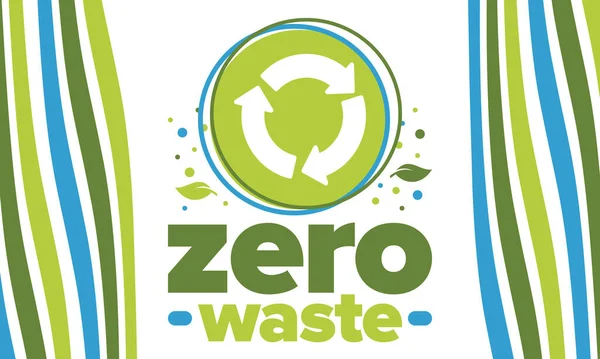 Geen Afval Poster Ecologie Weiger Verminder Hergebruiken Recycle Groene Januari — Stockvector