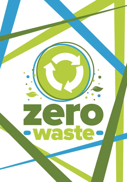 Zéro Gaspillage Affiche Écologie Refuser Réduire Réutiliser Recycler Janvier Vert — Image vectorielle