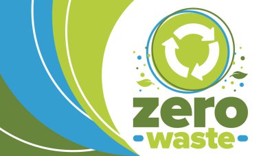 Sıfır israf. Ekoloji posteri. Reddet ve azalt. Yeniden Kullanıp Geri Dönüşüm 'e. Çevre için yeşil Ocak. Çevre dostu yaşam tarzı. Gezegeni kurtar. Plastik değil, sadece eko torba. Vektör illüstrasyonu