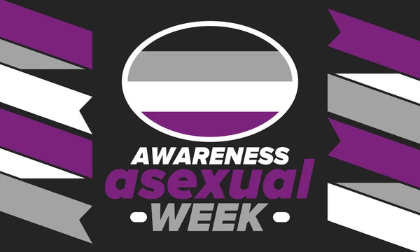 stock vector Asexual Awareness Week. International campaign to educate individuals about asexual. Celebrated annual in October. Asexual color flag. Poster, card, banner and background. Vector illustration