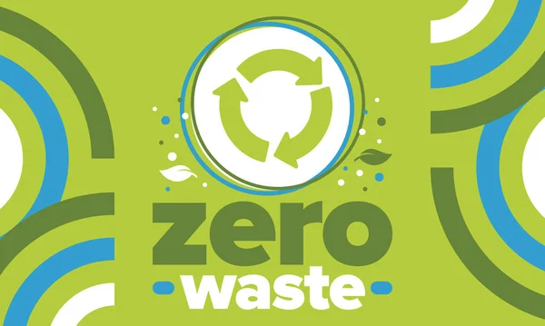 Residuos Cero Cartel Ecología Rechazar Reducir Para Reutilizar Reciclar Enero — Archivo Imágenes Vectoriales
