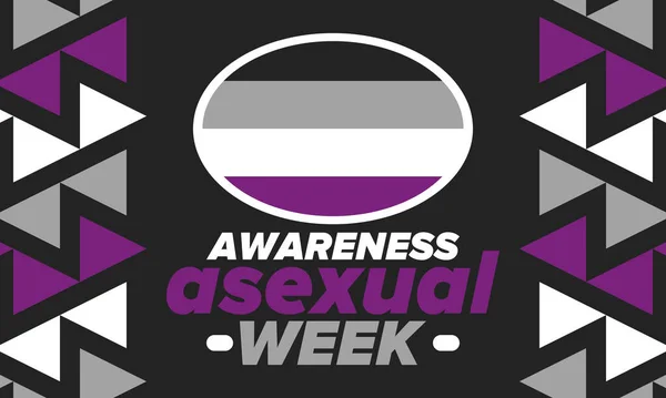 stock vector Asexual Awareness Week. International campaign to educate individuals about asexual. Celebrated annual in October. Asexual color flag. Poster, card, banner and background. Vector illustration