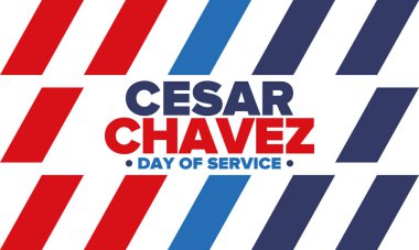 Cesar Chavez Günü. Hizmet ve öğrenim günü. Amerika 'nın resmi bayramı, her yıl Amerika Birleşik Devletleri' nde kutlanır. Vektör posteri, afiş ve illüstrasyon