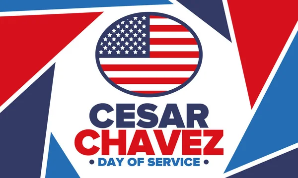 Σέζαρ Τσάβεζ Ντέι Ημέρα Υπηρεσίας Και Μάθησης Επίσημη Εθνική Αργία — Διανυσματικό Αρχείο