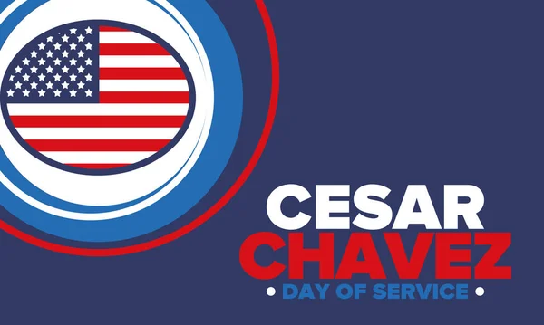 Σέζαρ Τσάβεζ Ντέι Ημέρα Υπηρεσίας Και Μάθησης Επίσημη Εθνική Αργία — Διανυσματικό Αρχείο