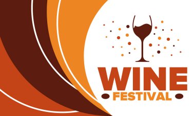 Wine Festival. For wine lovers. Wine tasting. Event for professionals in the wine industry. Winery, restaurants and bars. Trainings and master class for sommelier. Wineglass. Creative banner design. Vector poster with illustration