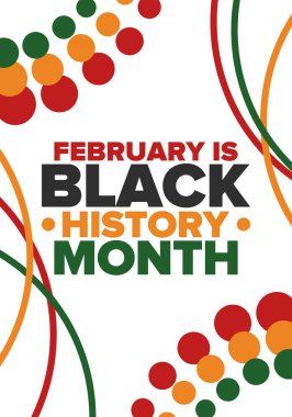 Siyahların Tarihi Ayı. Afrikalı Amerikan Tarihi. Yıllık kutlama. Şubat 'ta Amerika ve Kanada' da. Ekim ayında İngiltere 'de. Poster, kart, afiş, geçmiş. Vektör illüstrasyonu