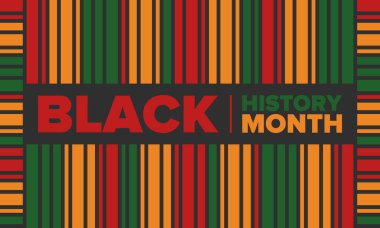 Siyahların Tarihi Ayı. Afrikalı Amerikan Tarihi. Yıllık kutlama. Şubat 'ta Amerika ve Kanada' da. Ekim ayında İngiltere 'de. Poster, kart, afiş, geçmiş. Vektör illüstrasyonu