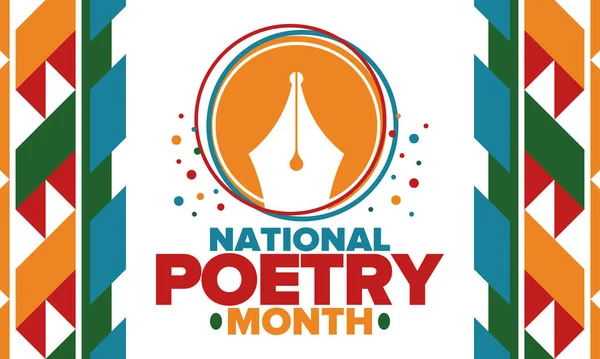 National Poetry Month April Poetry Festival United States Canada Literary — стоковий вектор