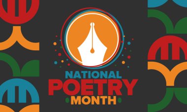 Nisan 'da Ulusal Şiir Ayı. Amerika Birleşik Devletleri ve Kanada 'da şiir festivali. Edebi olaylar ve kutlamalar. Poster, kart, afiş ve geçmiş. Vektör illüstrasyonu