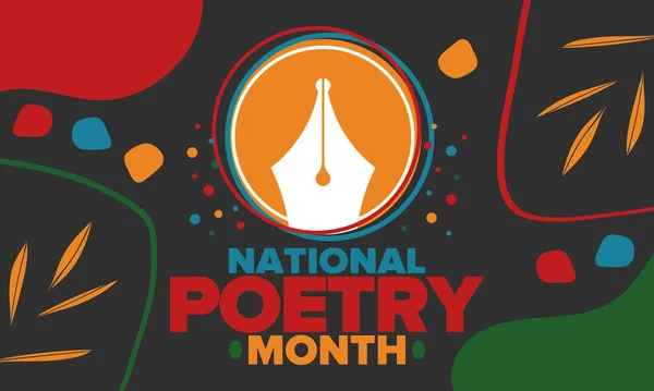 Monat Der Nationalen Poesie April Poetry Festival Den Vereinigten Staaten — Stockvektor