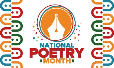 Nisan 'da Ulusal Şiir Ayı. Amerika Birleşik Devletleri ve Kanada 'da şiir festivali. Edebi olaylar ve kutlamalar. Poster, kart, afiş ve geçmiş. Vektör illüstrasyonu