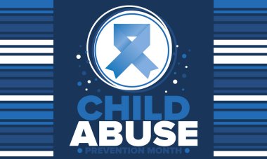 Çocuk İstismarı Önleme Ayı. Nisan 'da Amerika Birleşik Devletleri' nde yıllık kutlama. Çocuk şiddetini durdurun. Çocuk koruma ve güvenlik ayı. Çocuklar için birlik. Poster, afiş, arka plan. Vektör illüstrasyonu