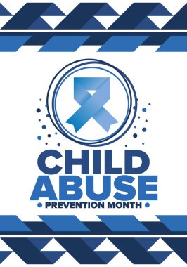Çocuk İstismarı Önleme Ayı. Nisan 'da Amerika Birleşik Devletleri' nde yıllık kutlama. Çocuk şiddetini durdurun. Çocuk koruma ve güvenlik ayı. Çocuklar için birlik. Poster, afiş, arka plan. Vektör illüstrasyonu