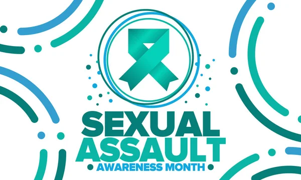 Μήνας Ενημέρωσης Για Σεξουαλική Επίθεση Τον Απρίλιο Ετήσια Εκστρατεία Για — Διανυσματικό Αρχείο