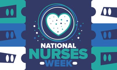 Ulusal Hemşireler Haftası. Teşekkürler hemşireler. Tıbbi ve sağlık hizmetleri konsepti. Virüslere ve hastalıklara karşı savaşanlar. Doktorların şerefine. Amerika 'da yıllık kutlama. Vektör illüstrasyon posteri