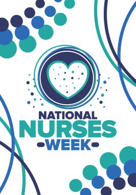 Ulusal Hemşireler Haftası. Teşekkürler hemşireler. Tıbbi ve sağlık hizmetleri konsepti. Virüslere ve hastalıklara karşı savaşanlar. Doktorların şerefine. Amerika 'da yıllık kutlama. Vektör illüstrasyon posteri