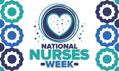 Ulusal Hemşireler Haftası. Teşekkürler hemşireler. Tıbbi ve sağlık hizmetleri konsepti. Virüslere ve hastalıklara karşı savaşanlar. Doktorların şerefine. Amerika 'da yıllık kutlama. Vektör illüstrasyon posteri