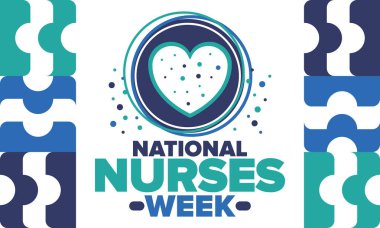 Ulusal Hemşireler Haftası. Teşekkürler hemşireler. Tıbbi ve sağlık hizmetleri konsepti. Virüslere ve hastalıklara karşı savaşanlar. Doktorların şerefine. Amerika 'da yıllık kutlama. Vektör illüstrasyon posteri