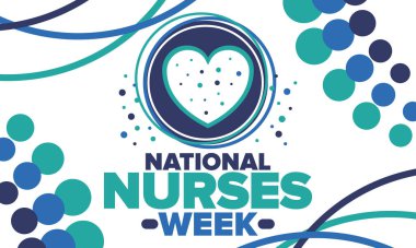 Ulusal Hemşireler Haftası. Teşekkürler hemşireler. Tıbbi ve sağlık hizmetleri konsepti. Virüslere ve hastalıklara karşı savaşanlar. Doktorların şerefine. Amerika 'da yıllık kutlama. Vektör illüstrasyon posteri