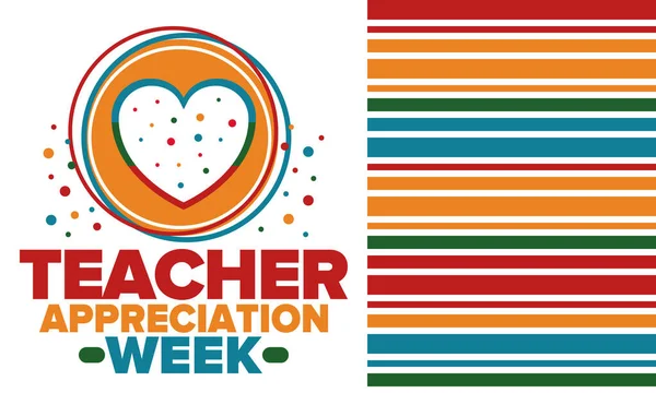 美国的教师欣赏周 每年5月庆祝 为了向勤奋工作和教育孩子的老师致敬 学校和教育 学生学习概念 矢量说明 — 图库矢量图片