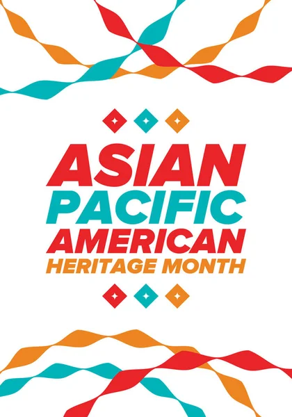 アジア太平洋アメリカ遺産月間 5月に祝われた アメリカのアジア系アメリカ人と太平洋諸島人の文化 歴史を祝うものです ポスター カード バナー ベクトル — ストックベクタ