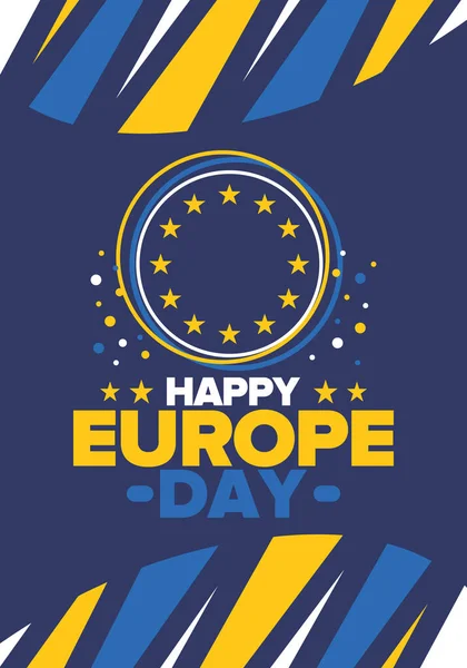 stock vector Europe Day. Annual public holiday in May. Is the name of two annual observance days - 5 May by the Council of Europe and 9 May by the European Union. Poster, card, banner and background. Vector