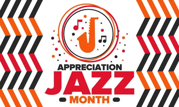 Mes Apreciación Del Jazz Abril Mes Del Reconocimiento Del Jazz — Vector de stock